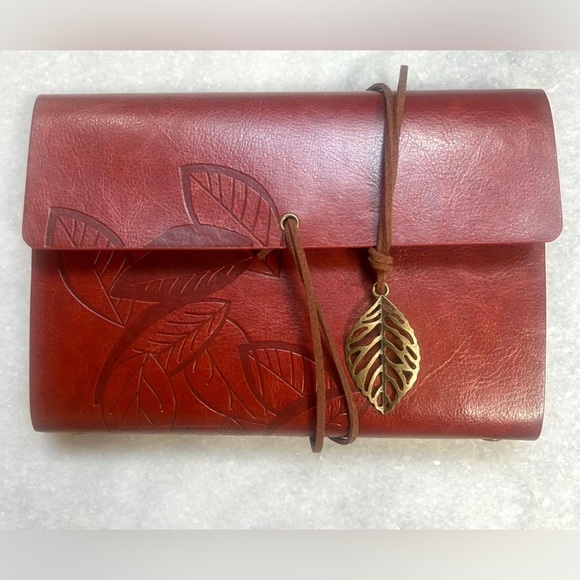 Vintage style leaf pattern notebook journal diary. Reddish Brown. New - Picture 3 of 9